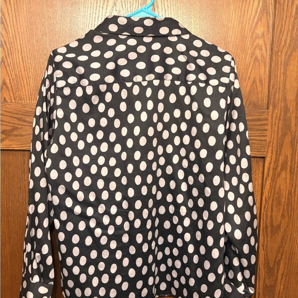 Foxcroft Black and White Polka Dot Button Down Shirt